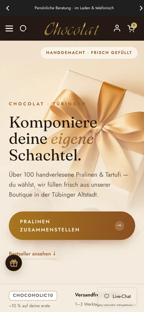 Mobile Ansicht des Shops